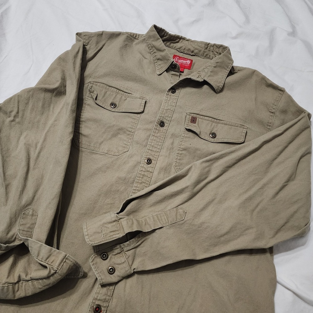 Coleman Men's Long Sleeve, Tan,  Button Up Shirt, Size‎ XXL